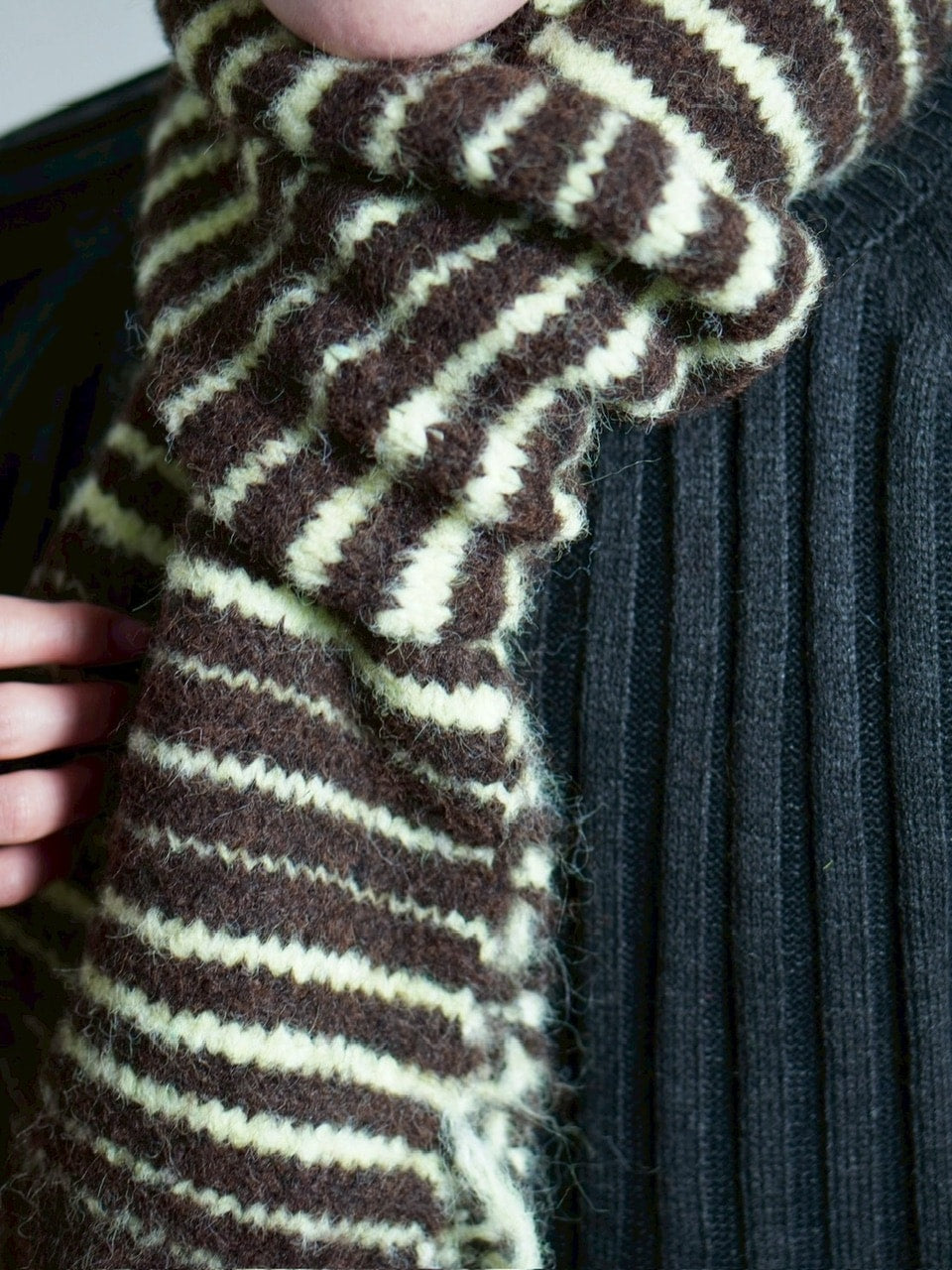 受注制【Chikashitsu +】jelly wool border muffler / 【チカシツプラス】ジェリーウールボーダーマフラー (4color)