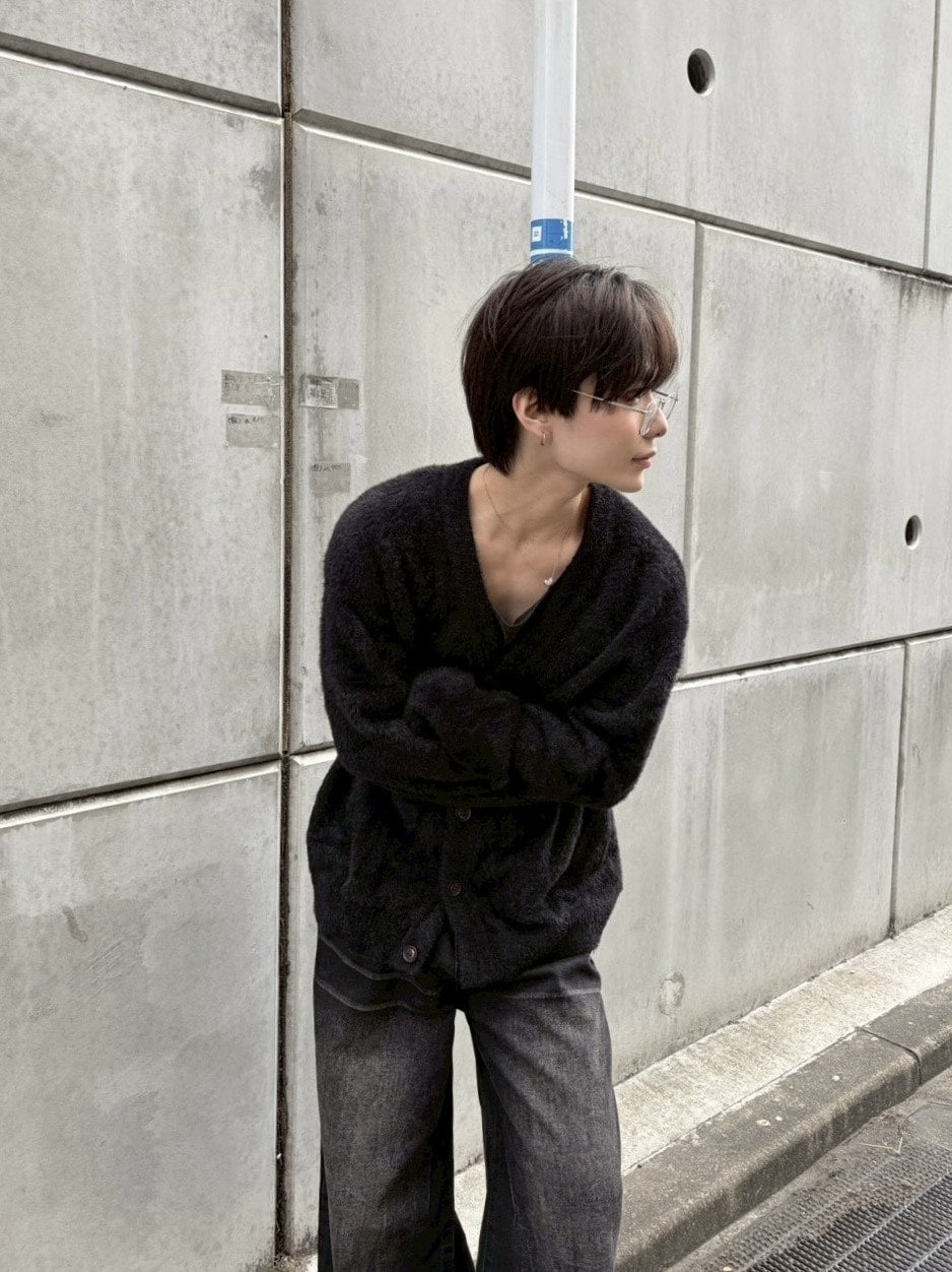 受注制【LUV CODE】shaggy knit cardigan (2color)