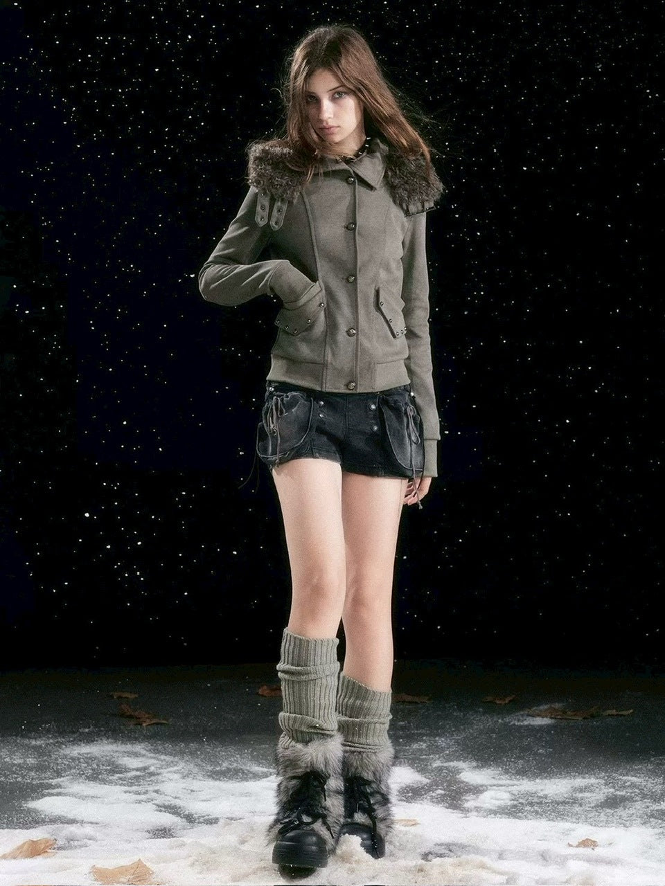 【Cest Nous】Bloom-style denim shorts / 【セヌー】レースアップリベットショートデニムパンツ