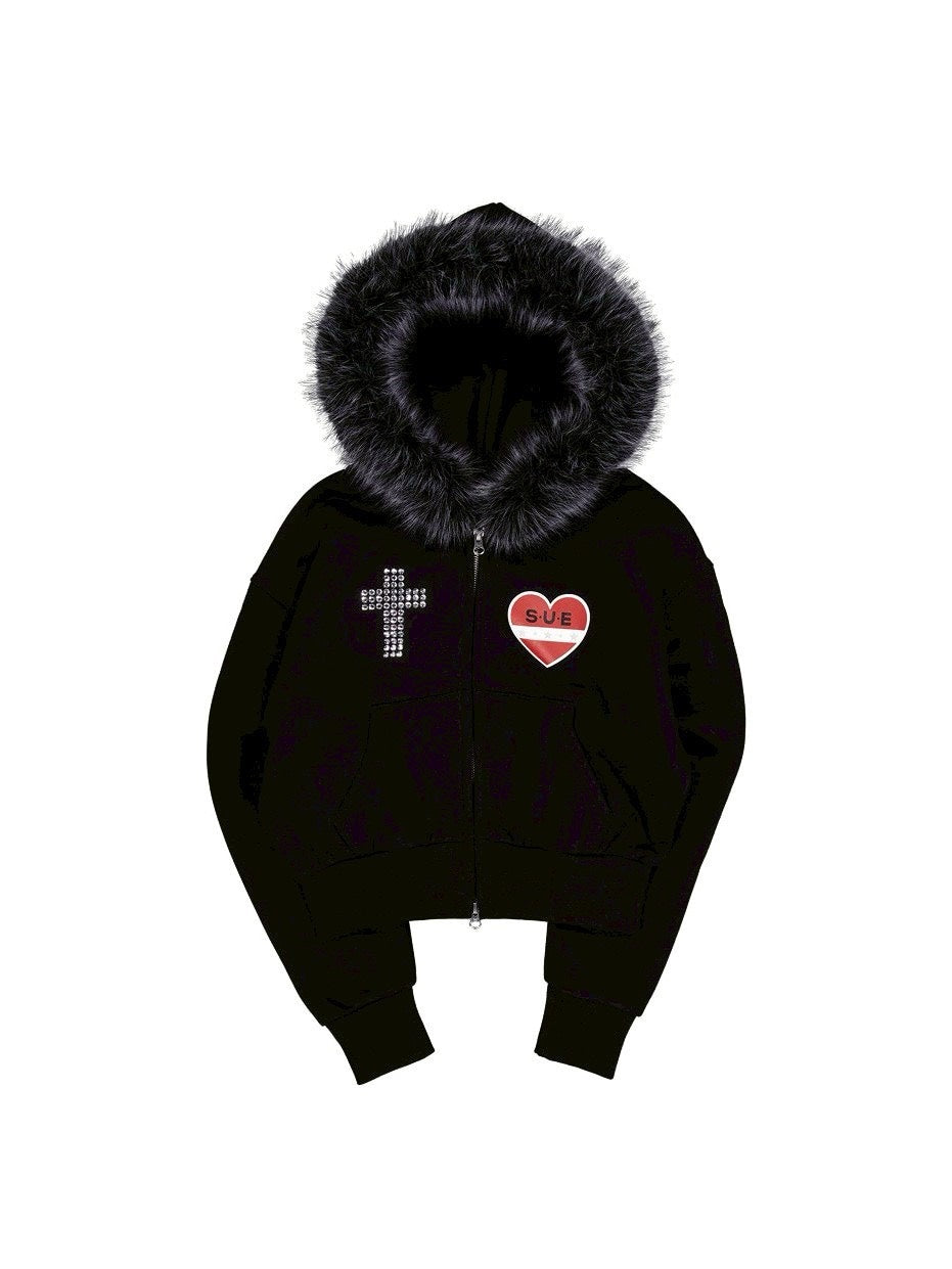 SETUP‐EXE】FUR TRIMMING HOODED ZIP-UP / 【セットアップエグゼ