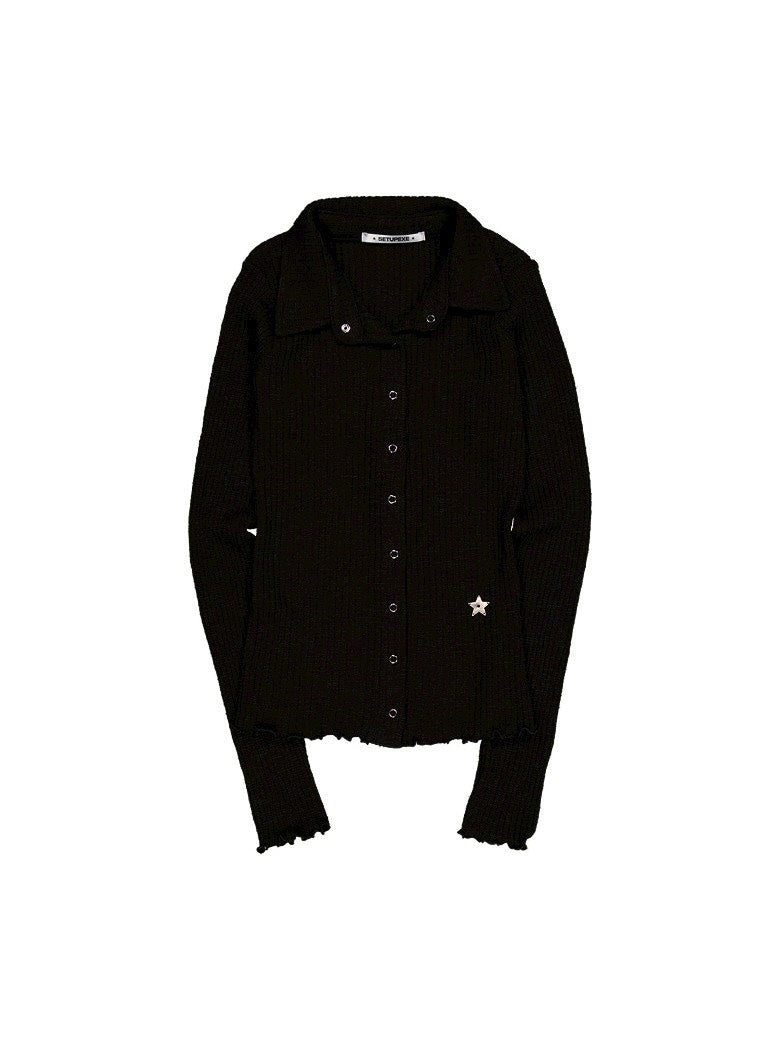 【SETUP‐EXE】SNAP GOLGI SHIRT / 【セットアップエグゼ】ボタンニット長袖シャツ