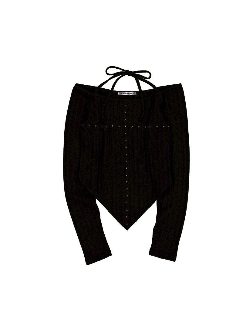 【SETUP‐EXE】WESTERN CROSS TOP / 【セットアップエグゼ】クロスオフショル長袖Tシャツ