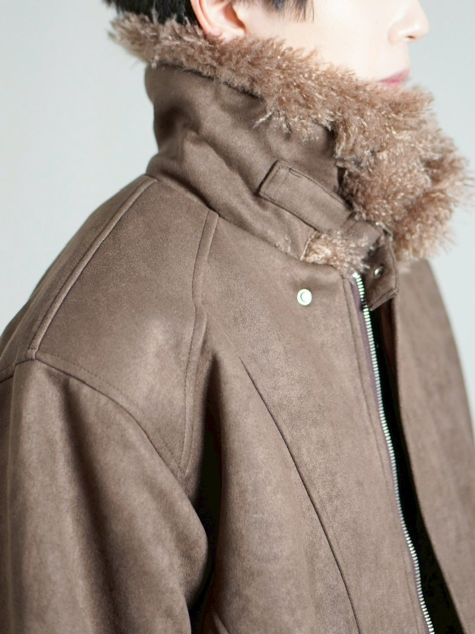 受注制【Chikashitsu +】boa collar suede padding blouson / 【チカシツプラス】ボア襟スエードパディングブルゾン (2color)