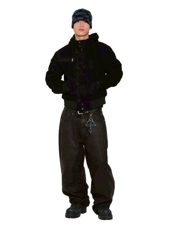 【AAKAM】Button Placket Cotton Ma-1 Jacket