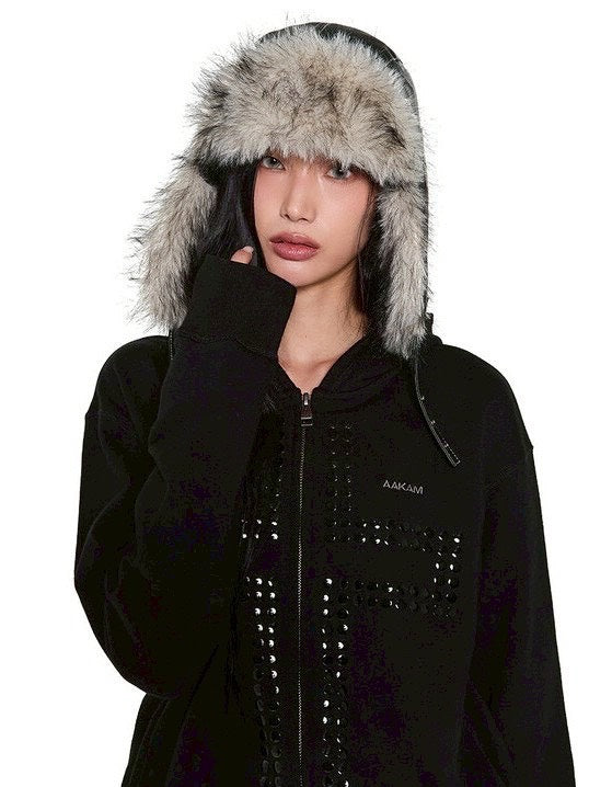 【AAKAM】Biker Leather Earflap Hat