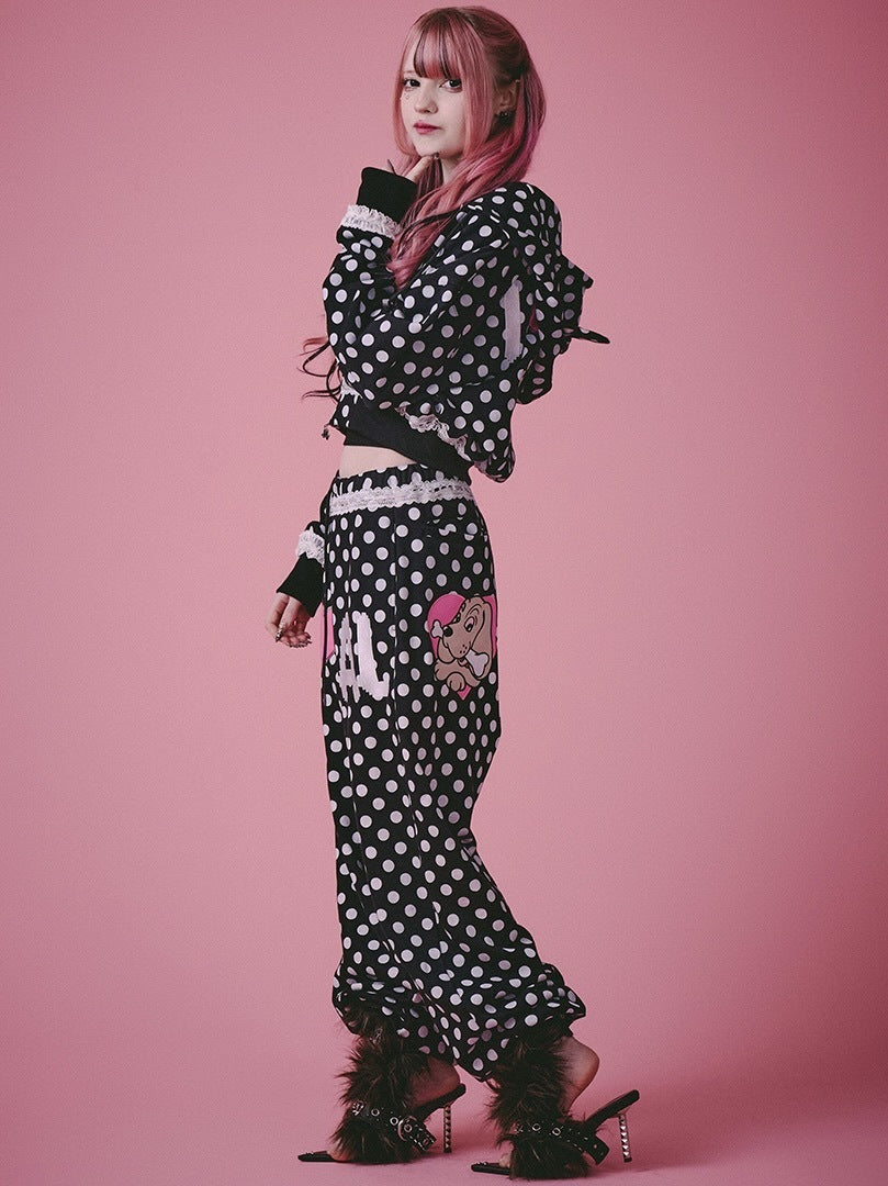 【GALFY】ポップポップI LOVE GALパーカー / 【ガルフィー】バックデザインドット耳付きジップアップパーカー