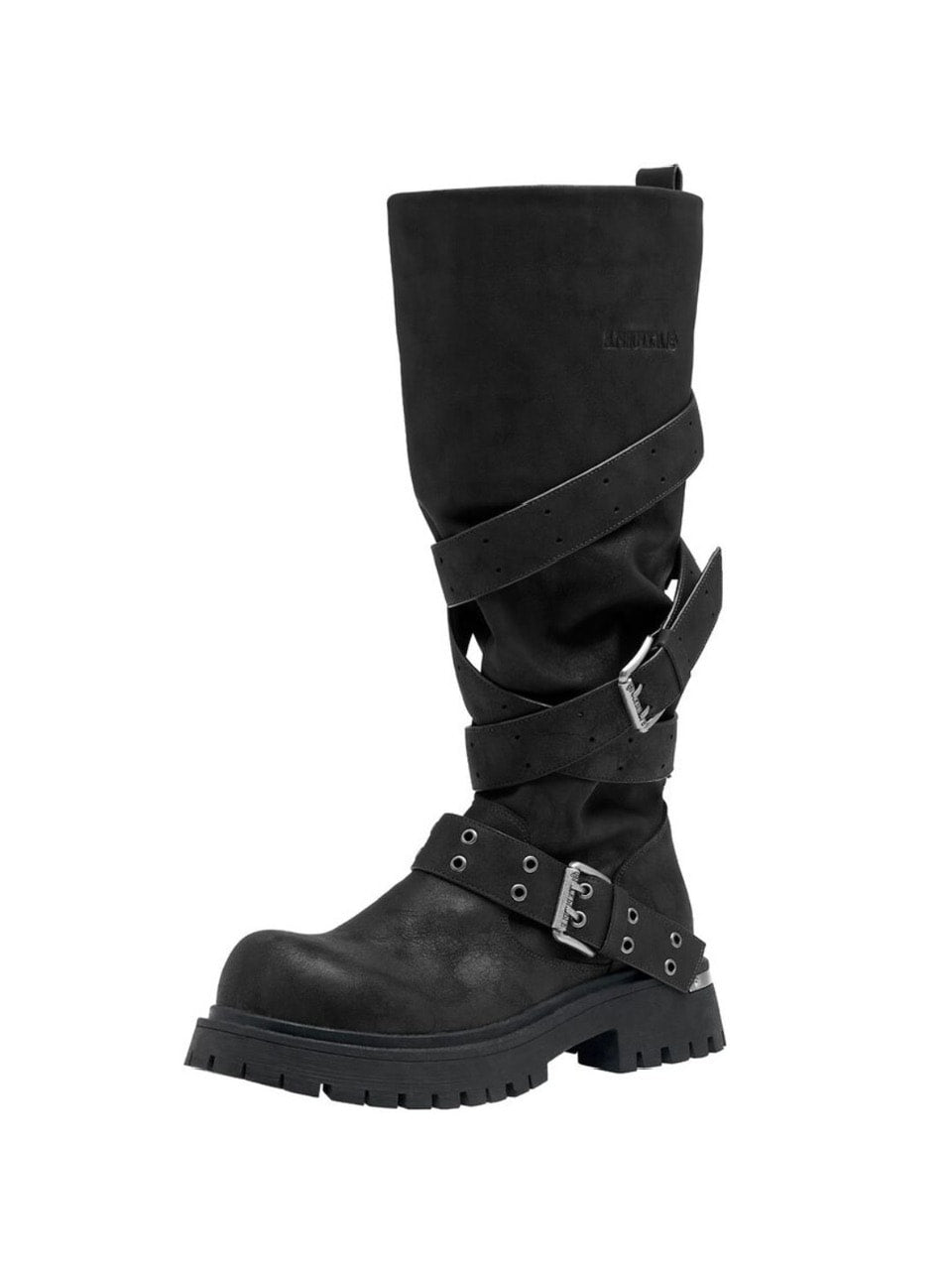 【BLACK PURPLE】Rusk Strap Slouched Boots