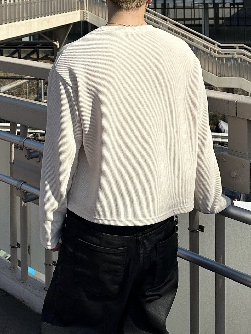 大阪店WEB限定受注制【Chikashitsu＋】cropped waffle long sleeve / 【チカシツプラス】クロップワッフルロングスリーブ (2color)