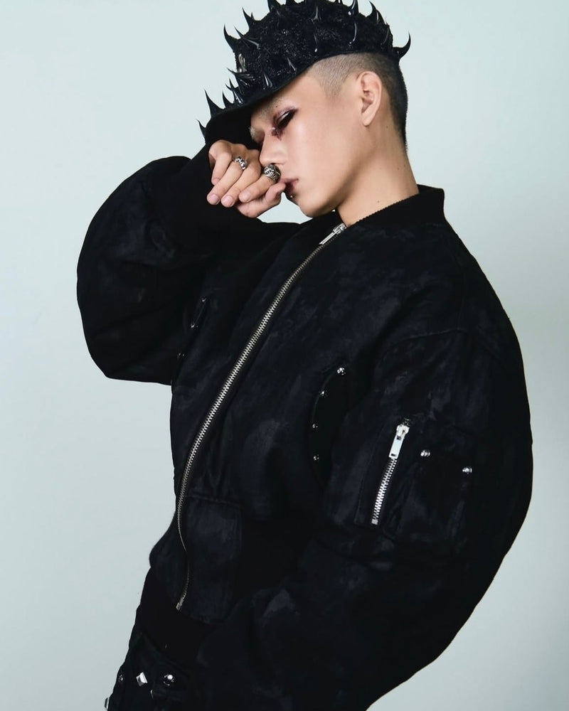 2/28 20:00発売【UNIZ】Black Coating Bomber Jacket / 【ユニズ】コーティングボンバージャケット