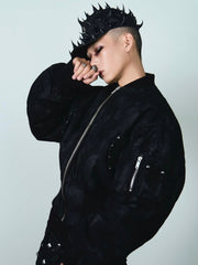 2/28 20:00発売【UNIZ】Black Coating Bomber Jacket / 【ユニズ】コーティングボンバージャケット