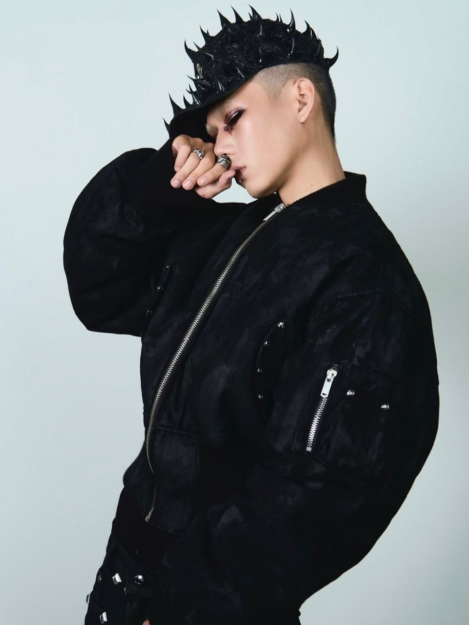 2/28 20:00発売【UNIZ】Black Coating Bomber Jacket / 【ユニズ】コーティングボンバージャケット