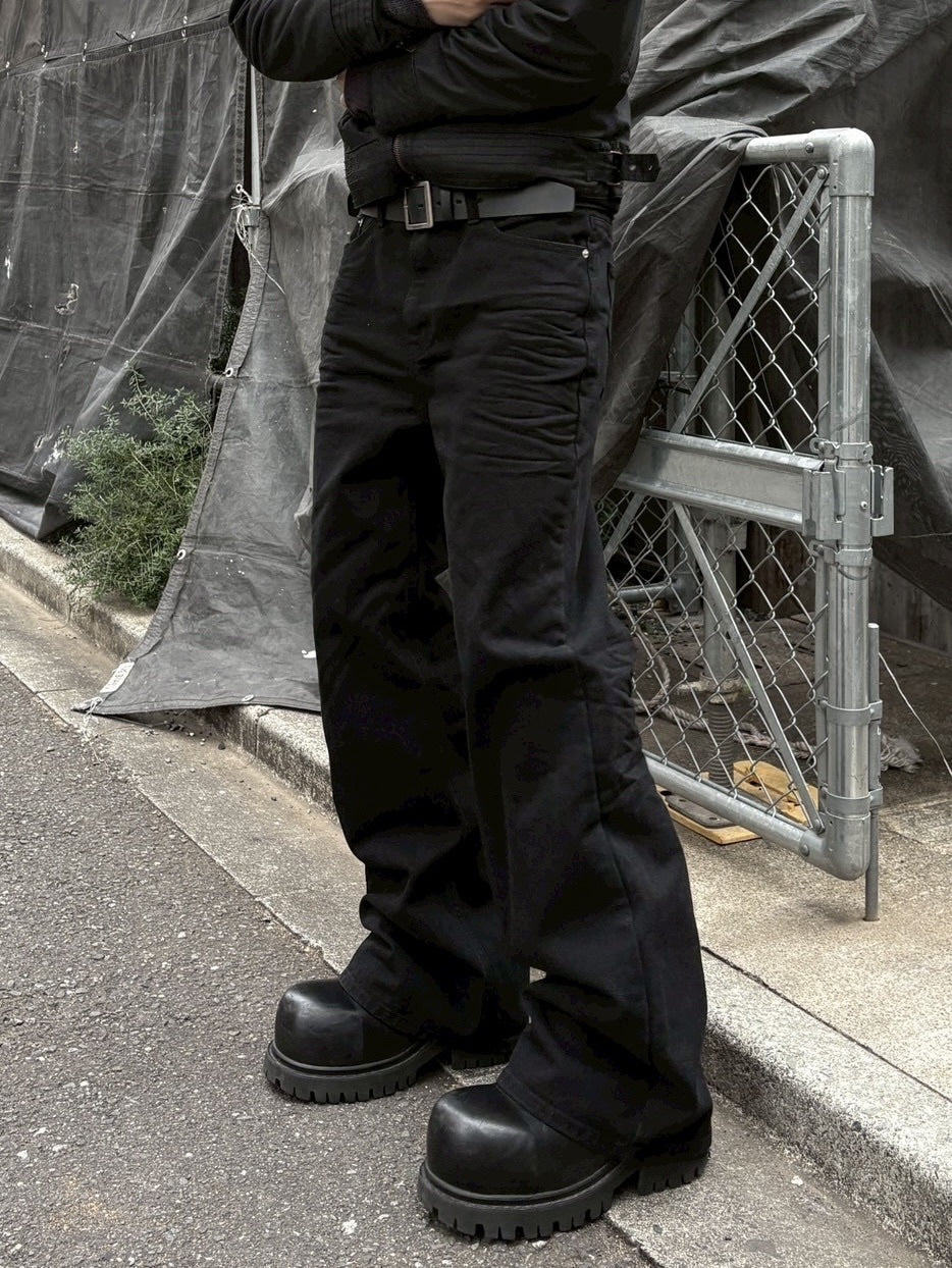 受注制【youll】essential black flare denim pants