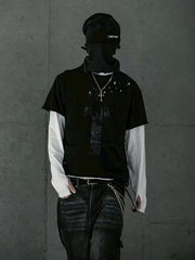 【roaringrad】Cross Damage Slub T-Shirt