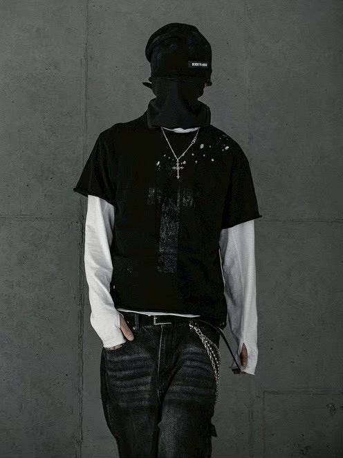 【roaringrad】Cross Damage Slub T-Shirt