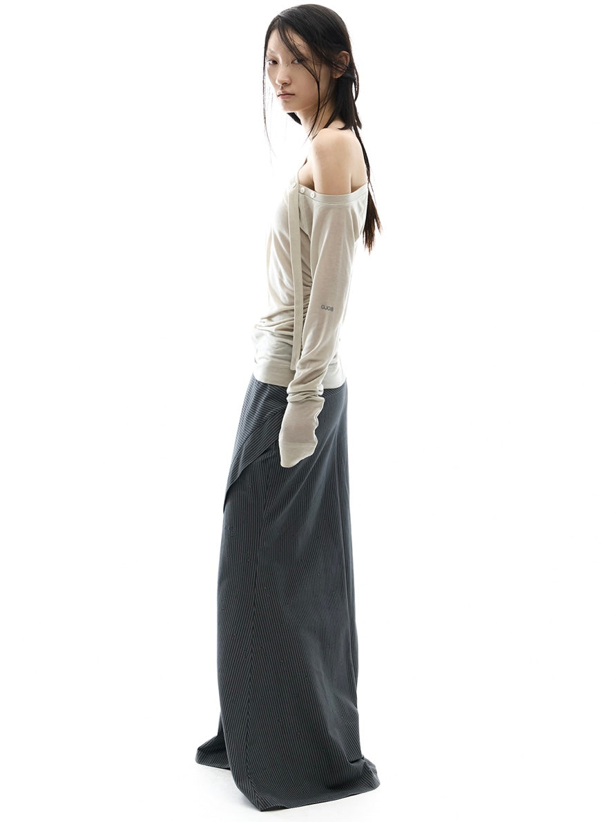 【OJOS】Side Panel Mermaid Maxi Skirt