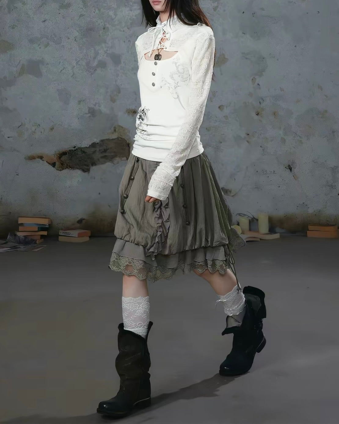 【Cest Nous】Lace Bud Skirt