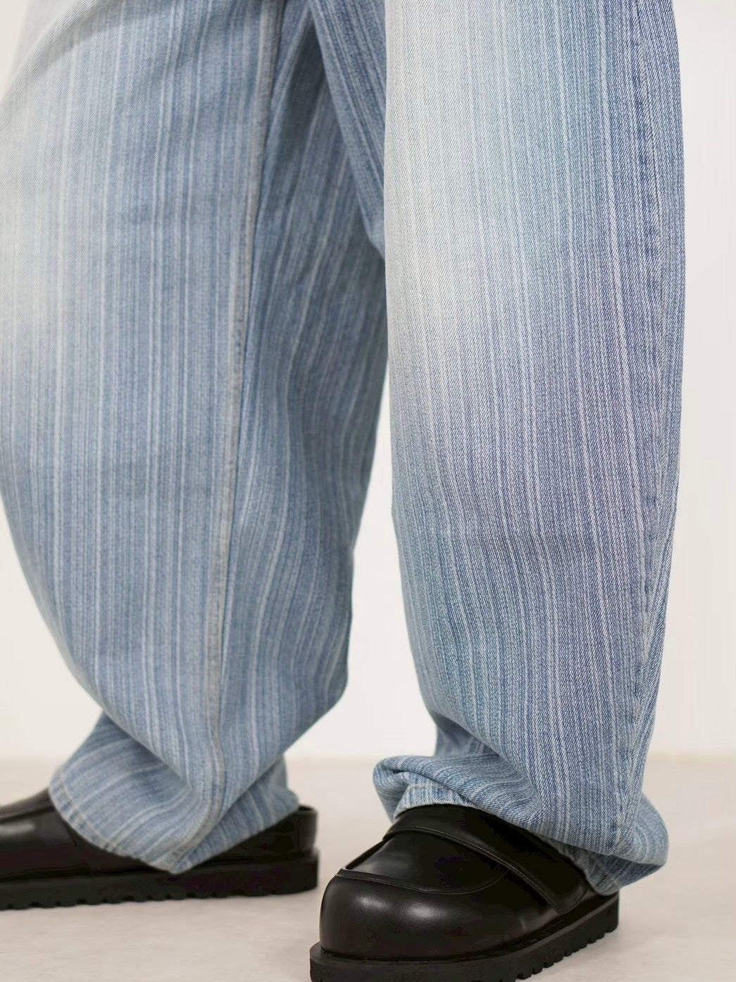 受注制【Chikashitsu +】wide stripe denim pants