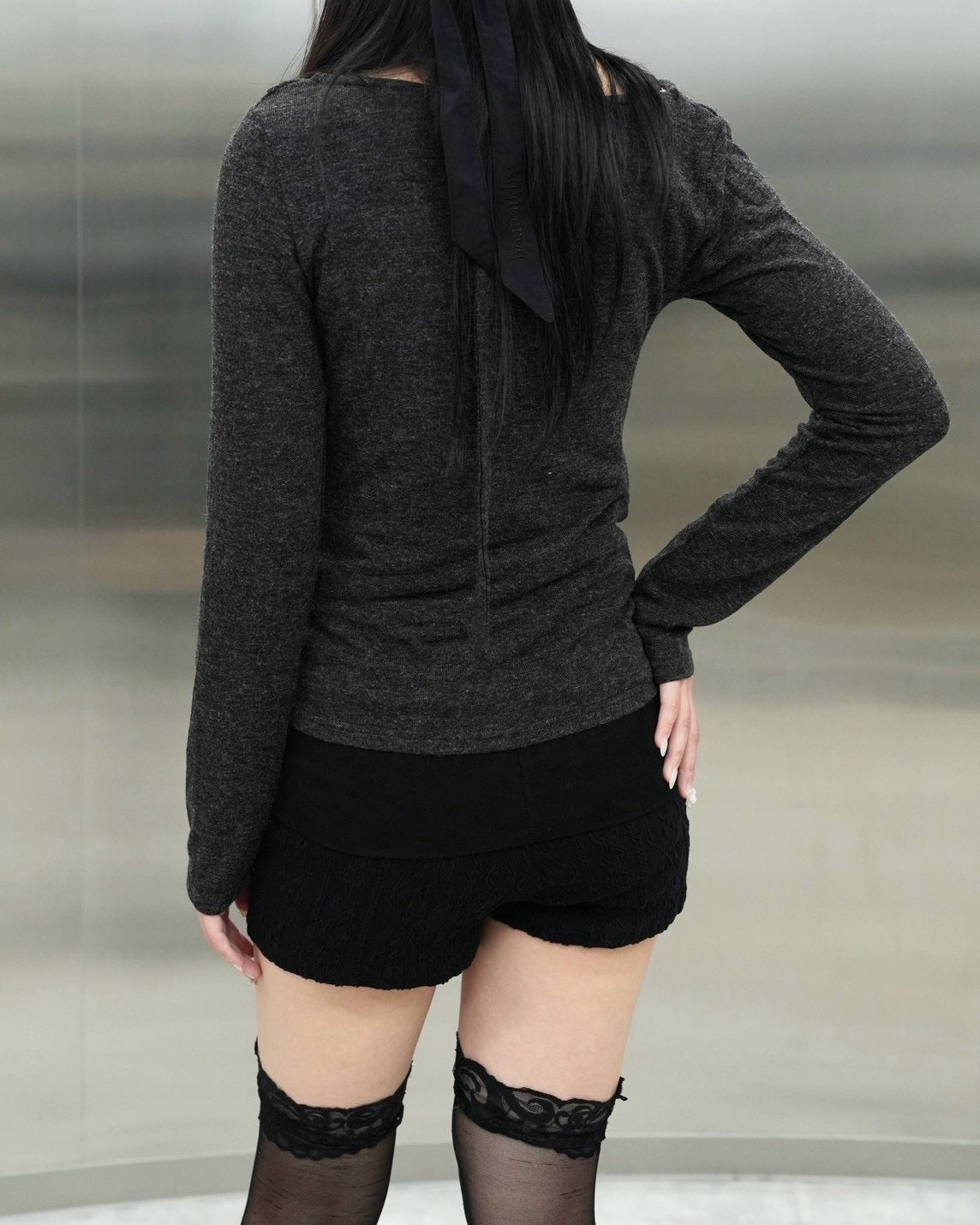 受注制【Never mind the XU】Draped ruched tie set top (4color)
