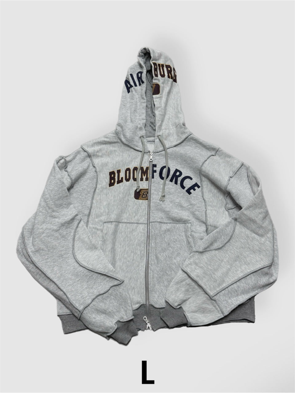 【Re +】double zip cutting switch hoodie (gray)