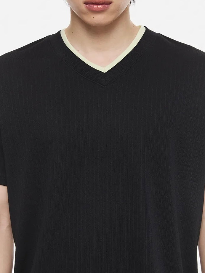 【DNSR】Layered V-Neck Half T-Shirt