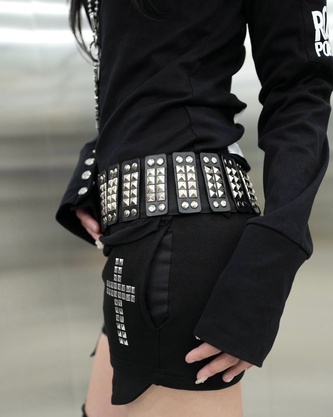 受注制【Never mind the XU】WIDE PYRAMID STUDDED BELT