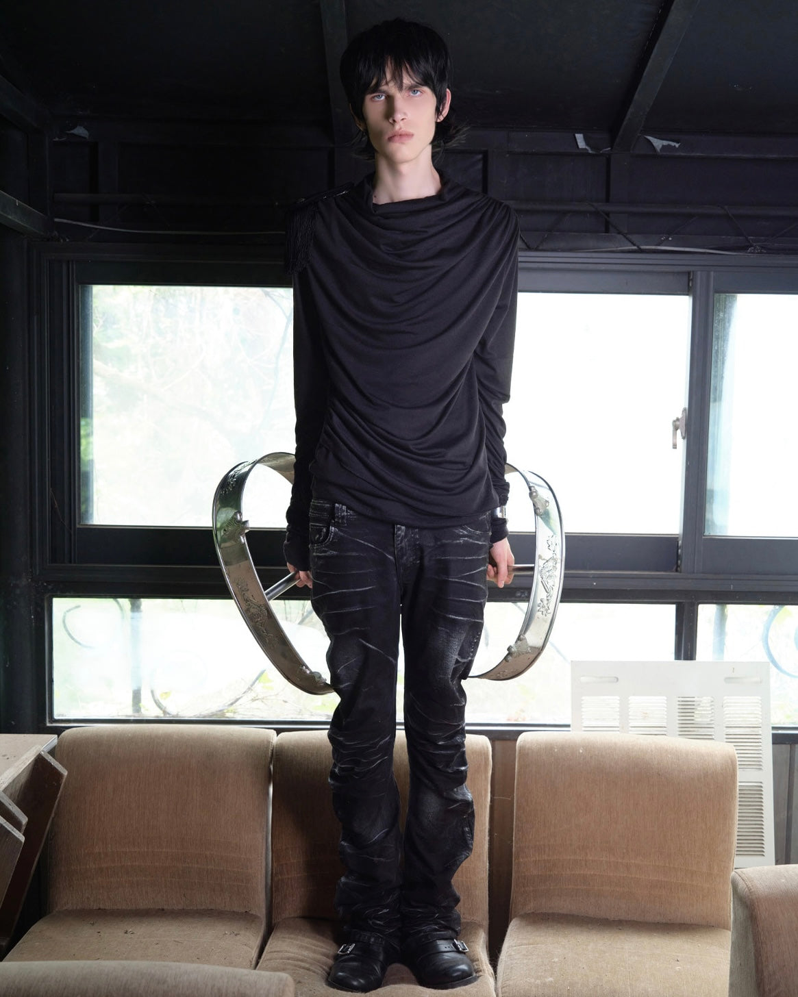 【LECYTO】Gathered Drape Long Sleeve