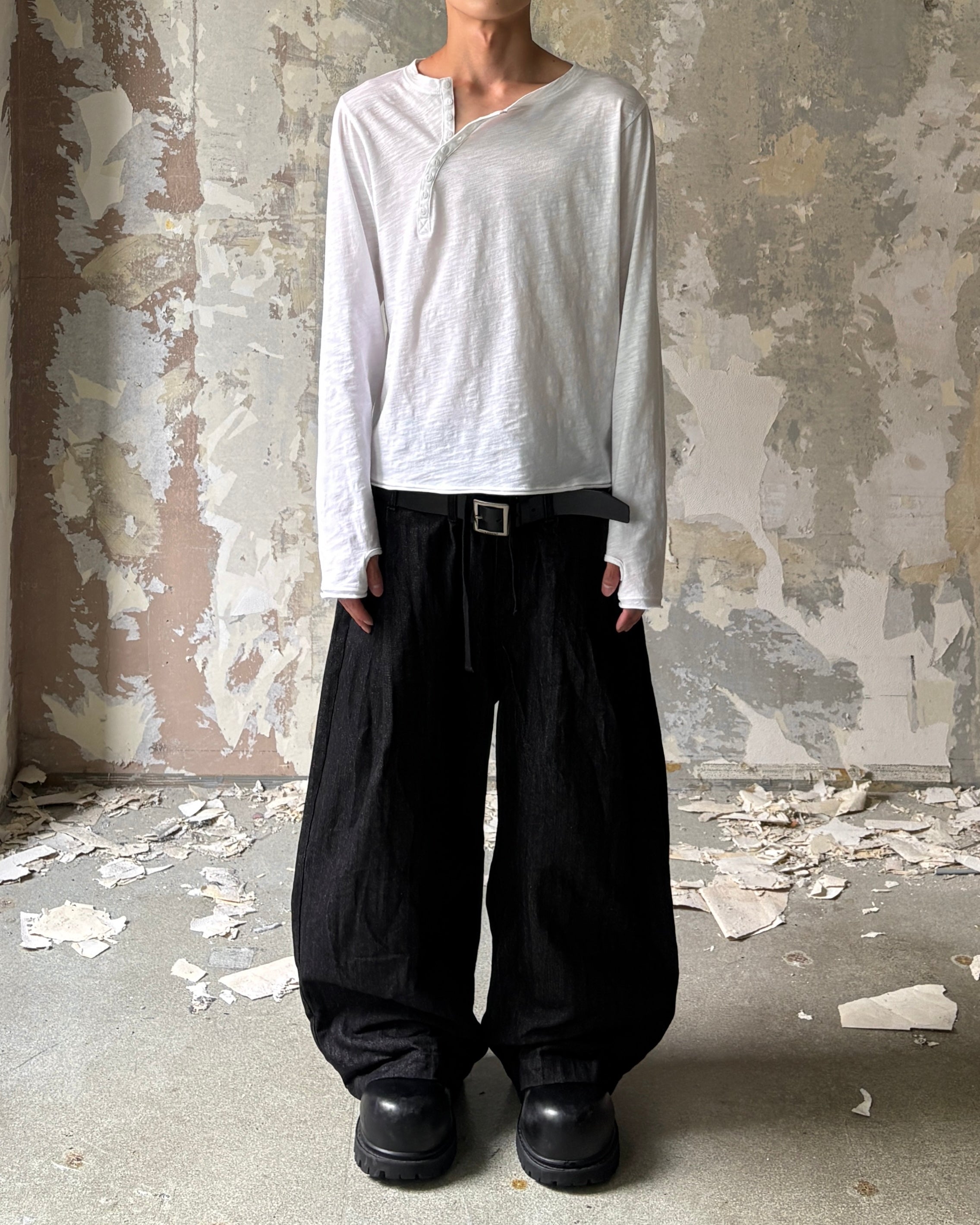 【Lee fi Ne】Offset Henley LS Tee