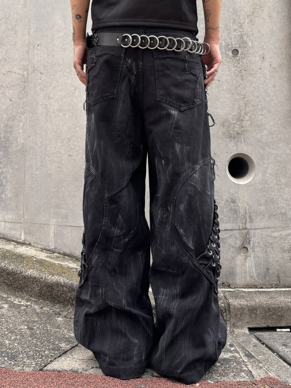 国際配送【Never mind the XU】Patchwork Wide Leg pants