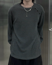受注制【nmtc+】diagonal button border long sleeve (2color)