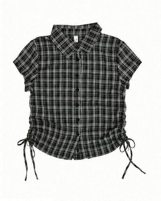 受注制【nmtc+】Drawstring Check Shirt