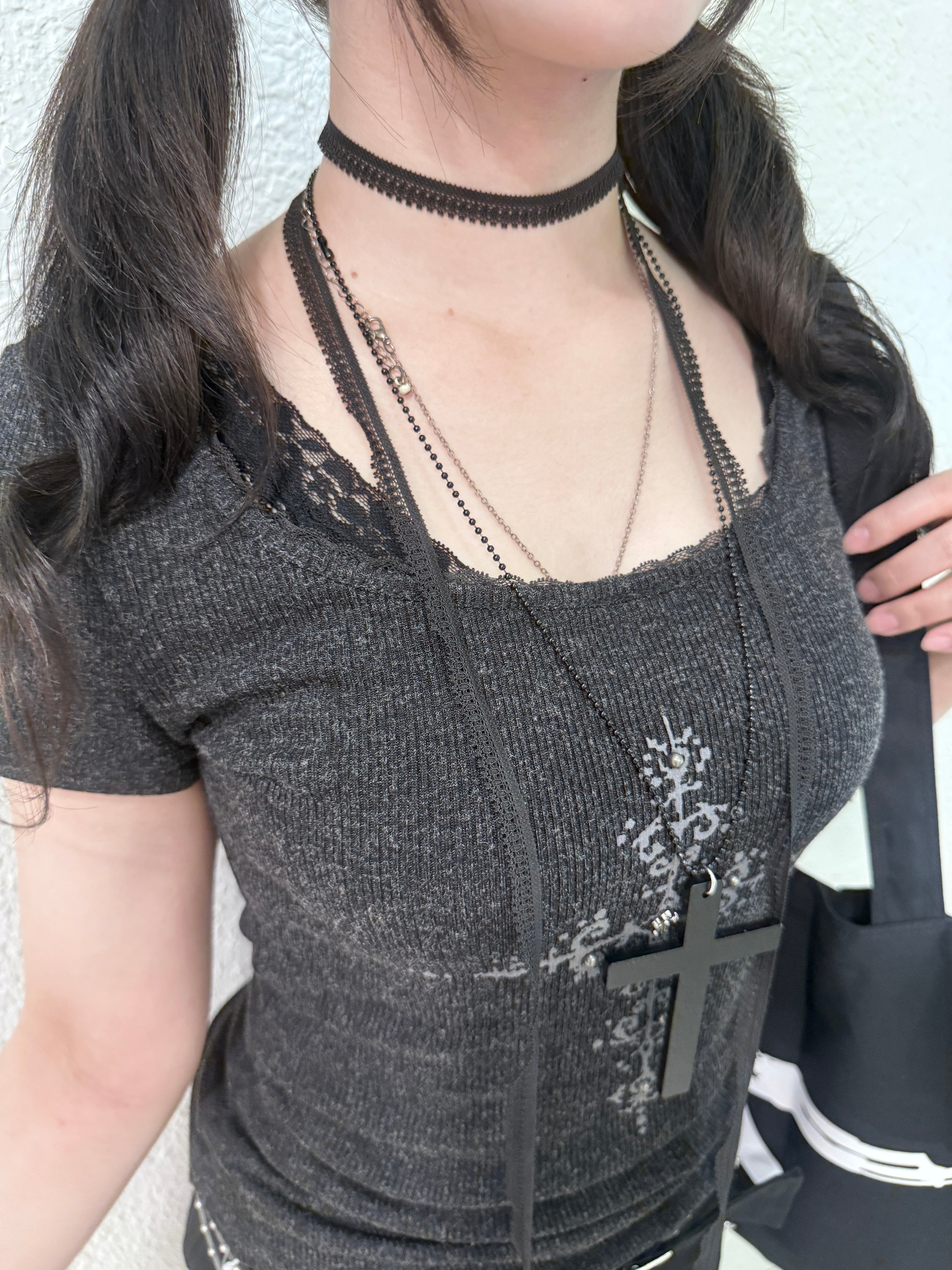 【nmtc+】Mika Cross Shirring Tee Scarf Set (3color)