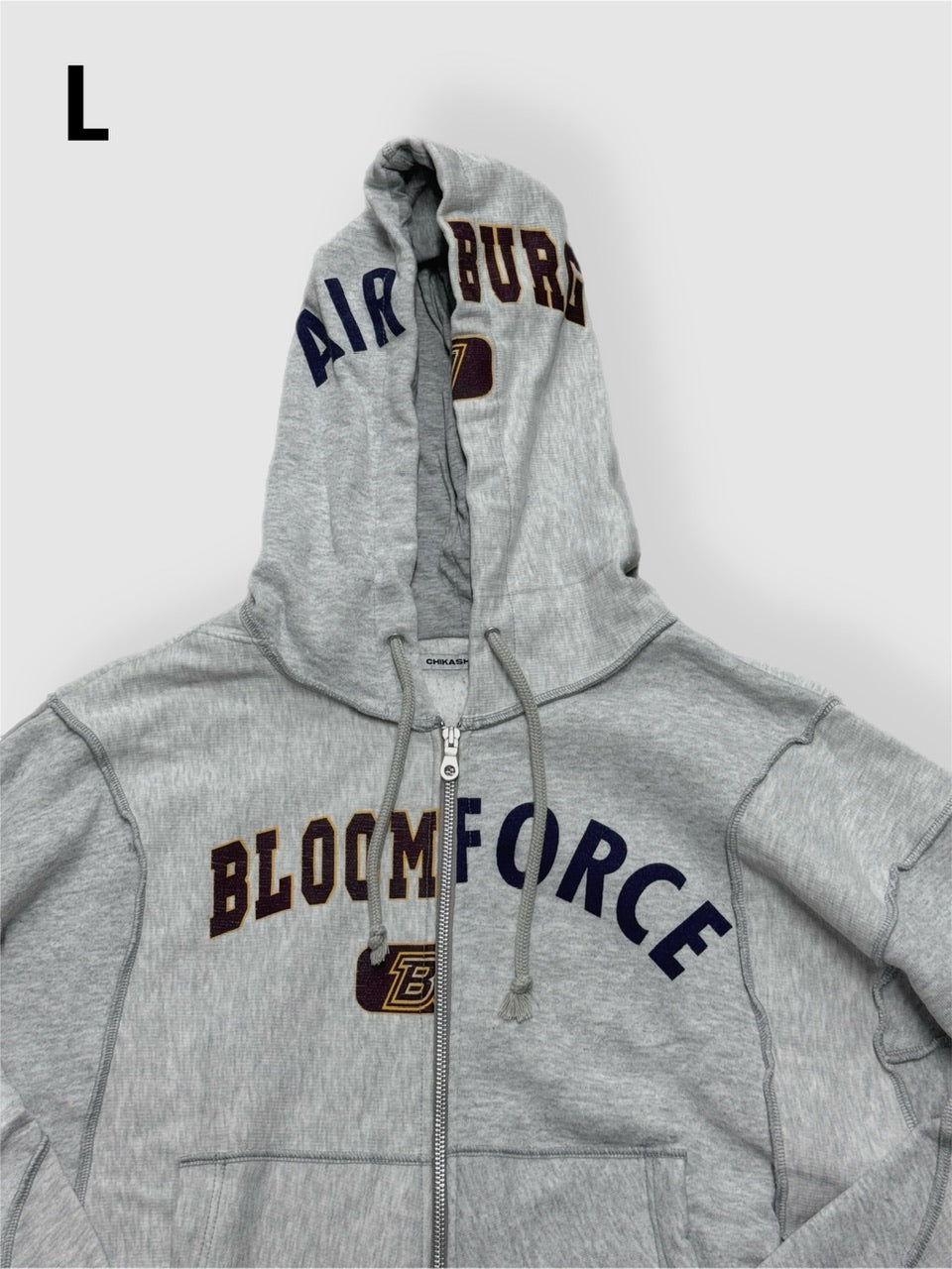 【Re +】double zip cutting switch hoodie (gray)