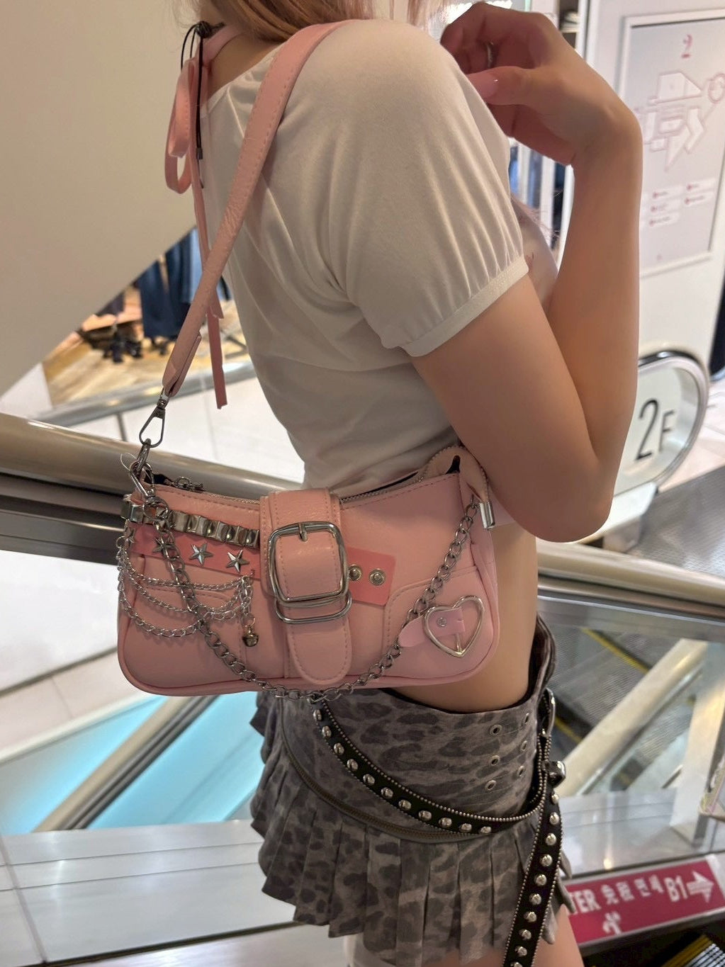 7/11 20:00発売　国際配送【BABY09】y2k pink chain belt bag