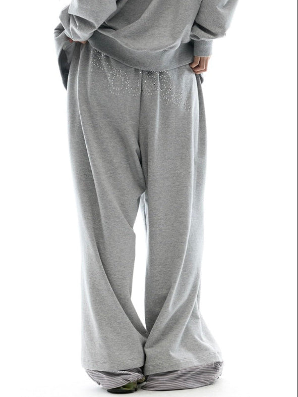 【OJOS】Hotfix Logo Wide Sweatpants