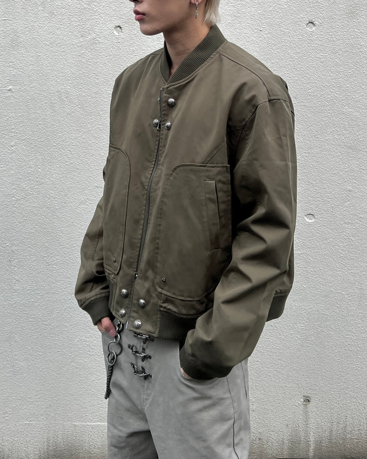 大阪店WEB限定受注制【Chikashitsu +】cropped heavy nylon MA-1 (2color)