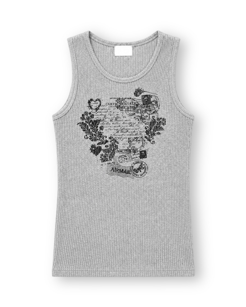 大阪店WEB限定受注制【Chikashitsu +】graphic waffle tank (2color)