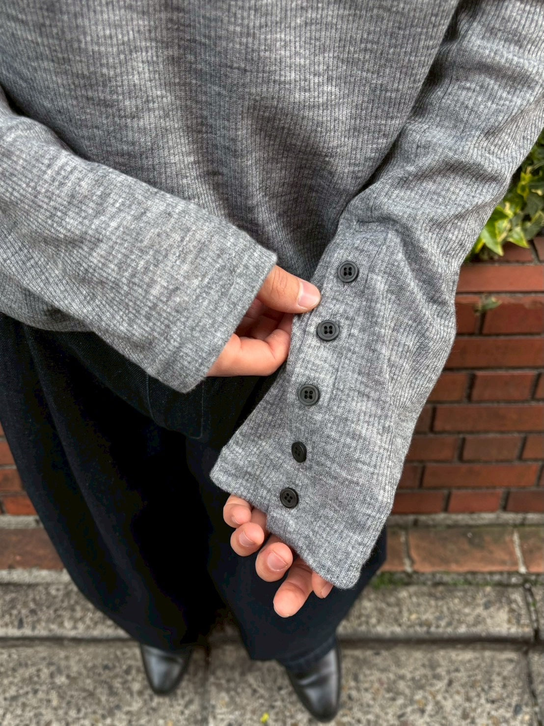 東京店WEB限定受注制【Chikashitsu +】rib knit henley neck tee