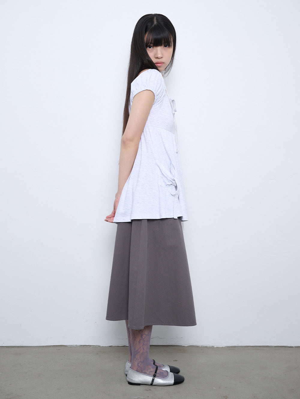 【TUOMIO】SHIRRED POCKET TOP