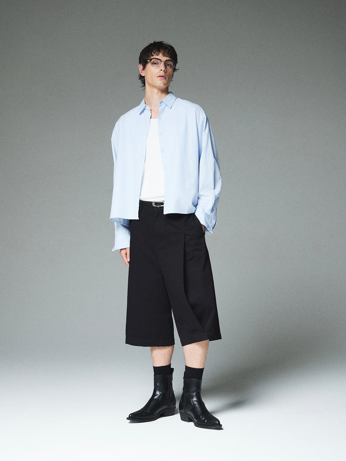 【CS】CROPPED STRIPE BUTTON UP SHIRT