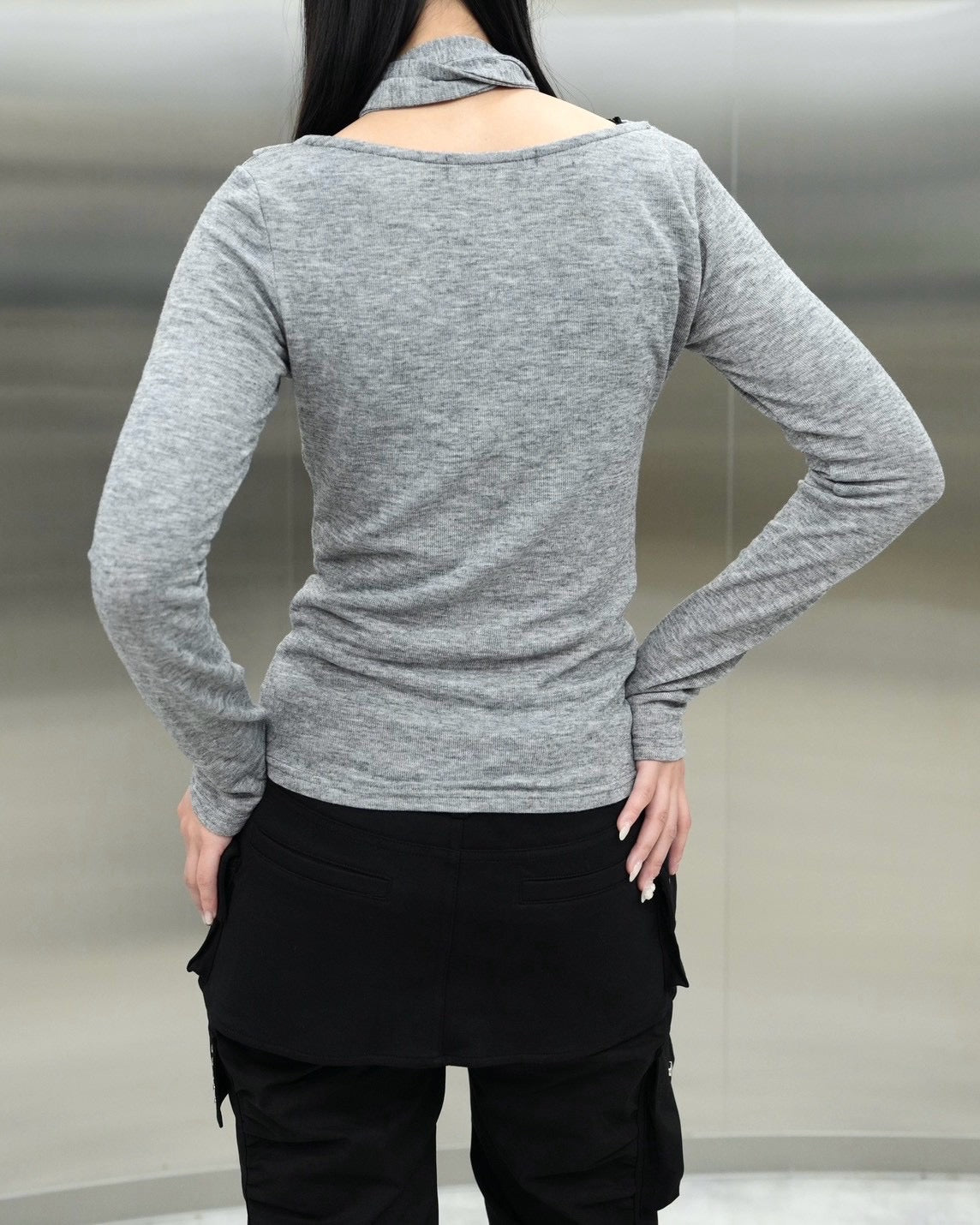 受注制【Never mind the XU】Draped ruched tie set top (4color)