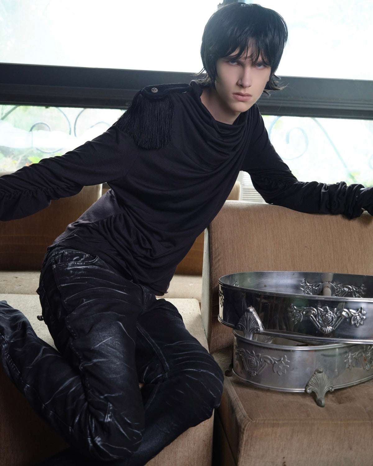 【LECYTO】Gathered Drape Long Sleeve