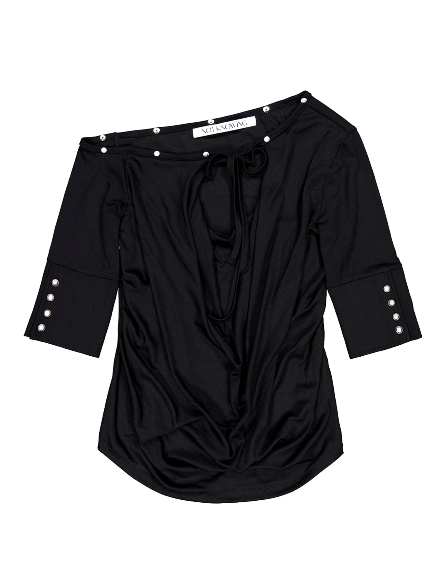 【NOT KNOWING】One Shoulder Cowl Neck Top