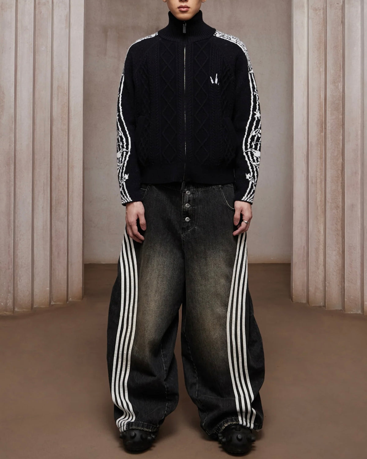 【DND4DES】Music Note Jacquard Knit Jacket