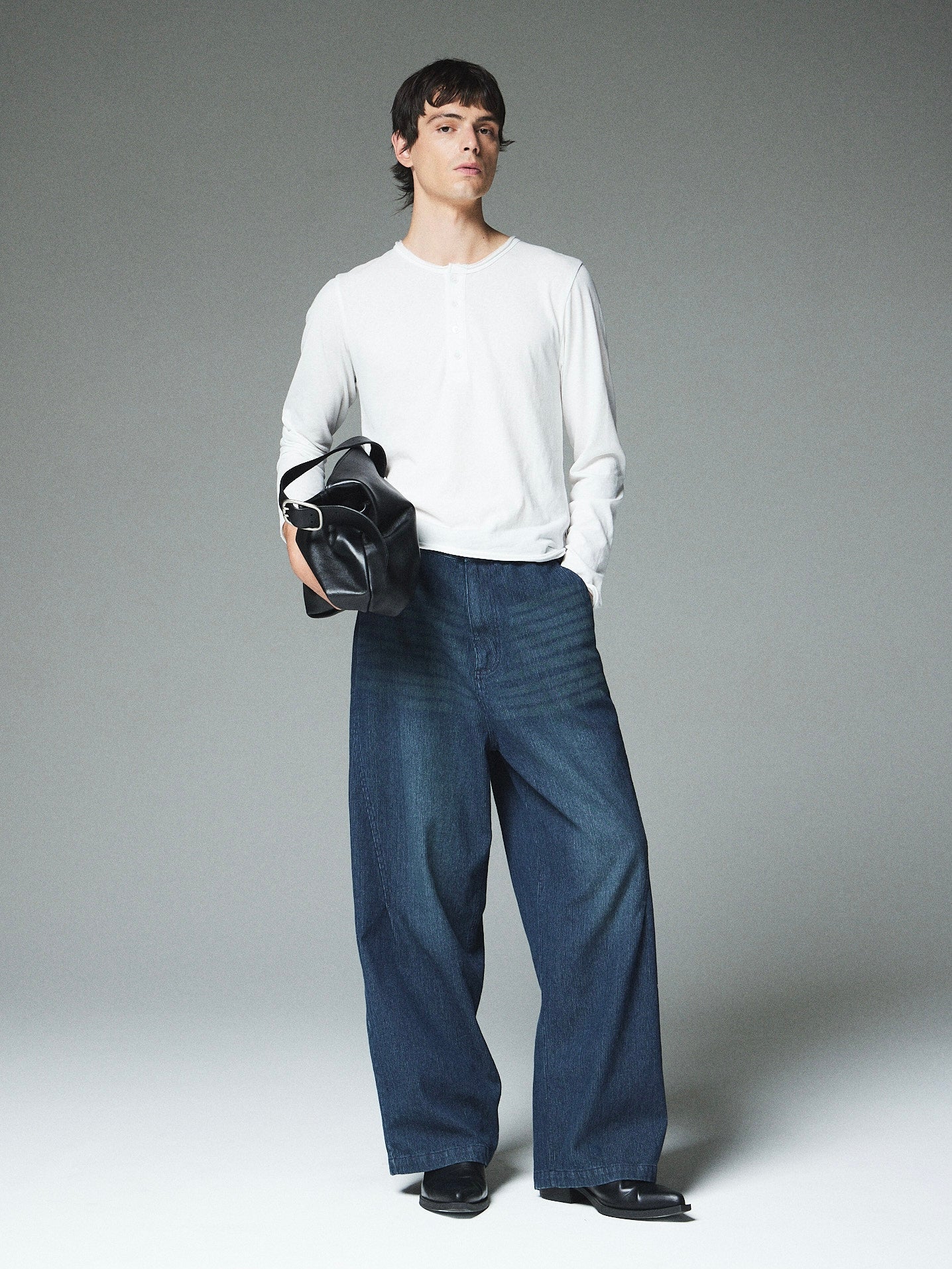 【CS】cut off henley neck tee