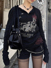 国際配送【Never mind the XU】paint graphic henley long sleeve