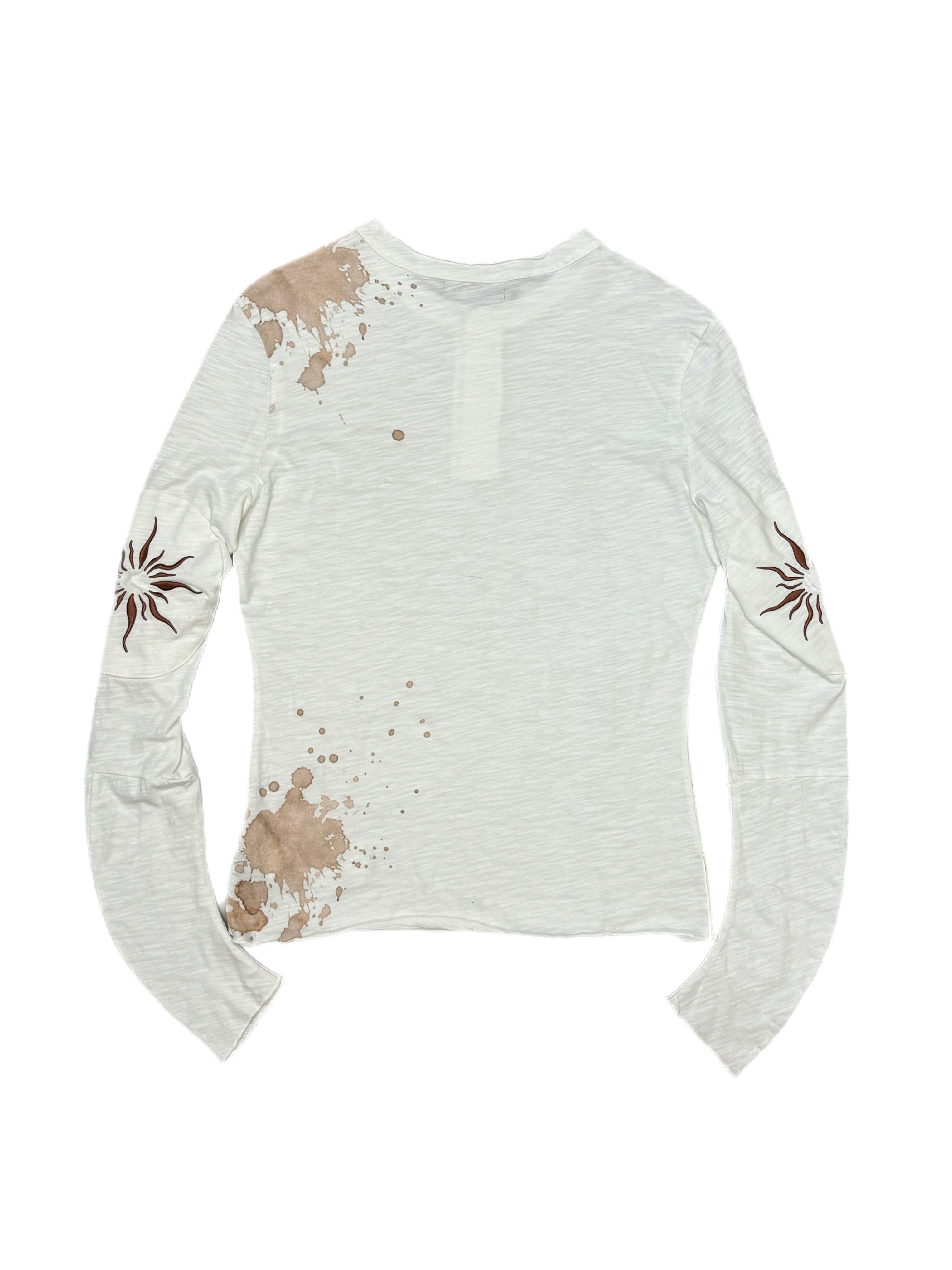 国際配送【Never mind the XU】paint graphic henley long sleeve