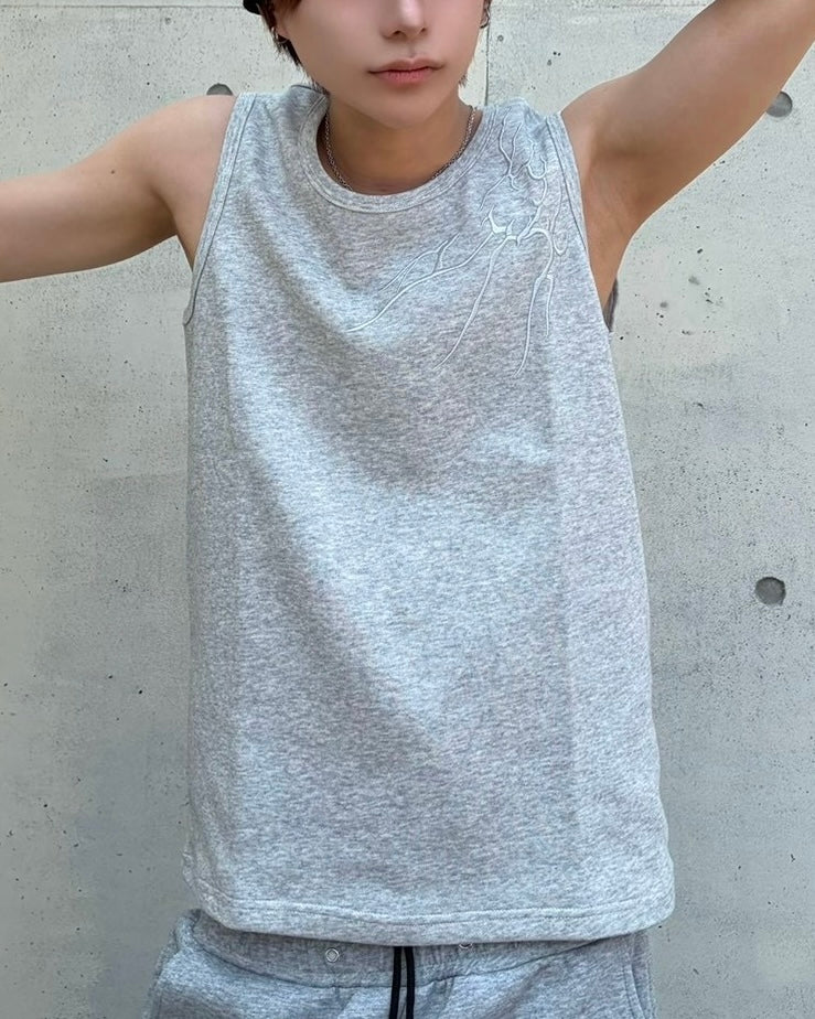 国際配送【Never mind the XU】tribal embroidered tank top (3color)