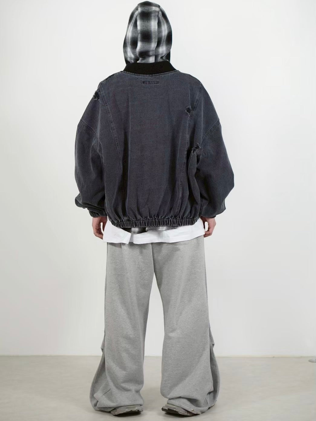 受注制【Chikashitsu +】tartan check hooded shirt (3color)
