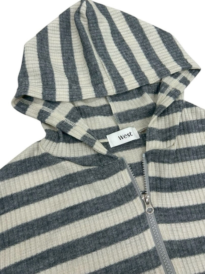 受注制【nmtc+】border crop double zip up hoodie (2color)
