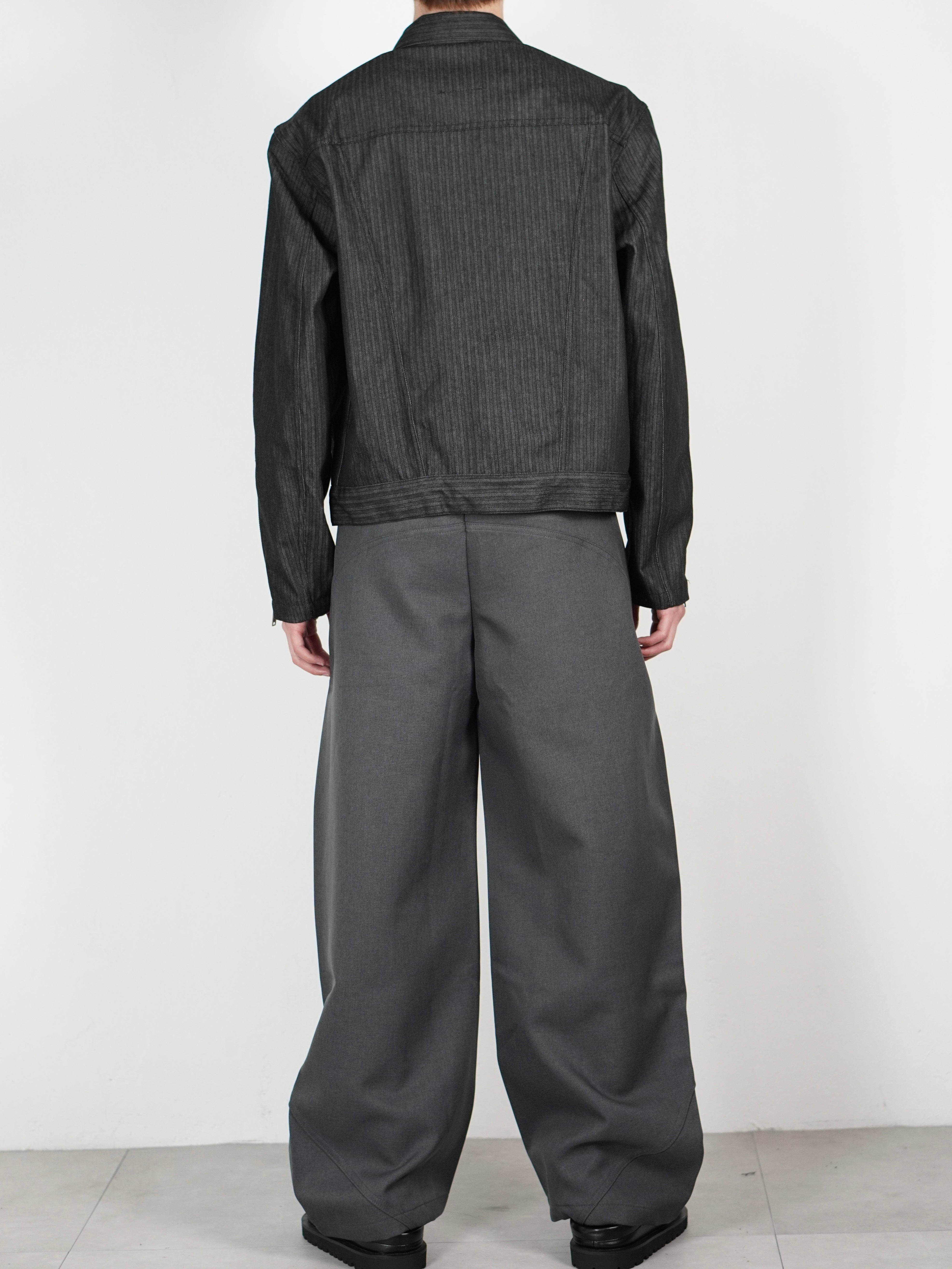 受注制【Chikashitsu +】Curve line wide pants (3color)